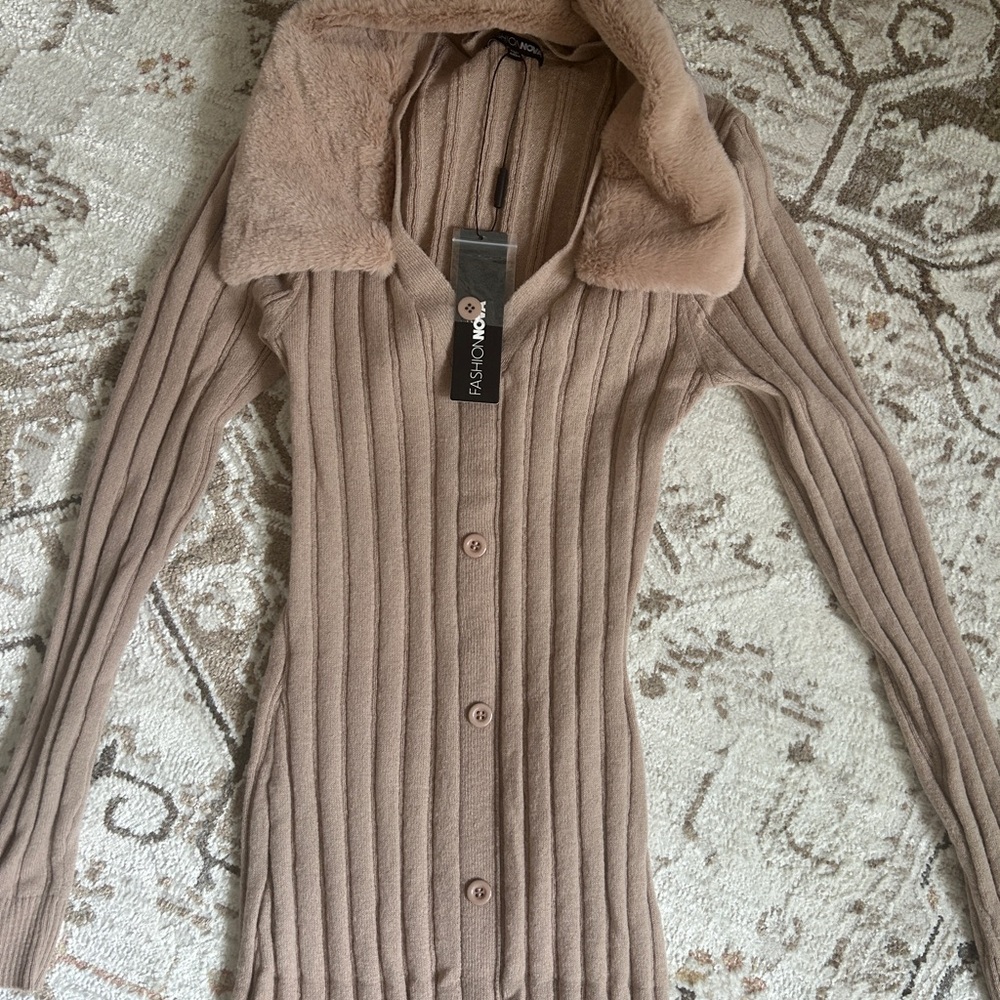 Fashion Nova Tan Ribbed Sweater